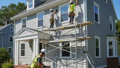 Vinyl siding installation by Medford, MA siding contractor for local home exterior improvement