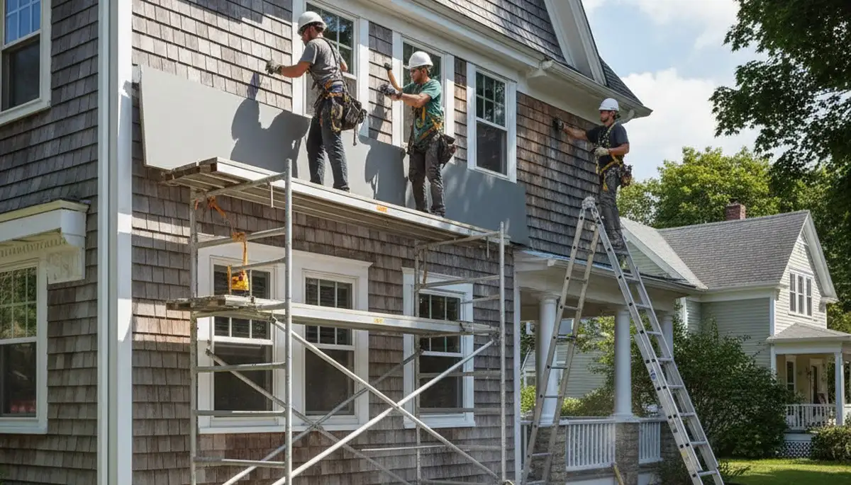 Vinyl siding installation in Medford, MA for a residential home exterior