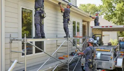 Seamless gutter installation on a Medford, MA home by FX Remodeling & Exteriors