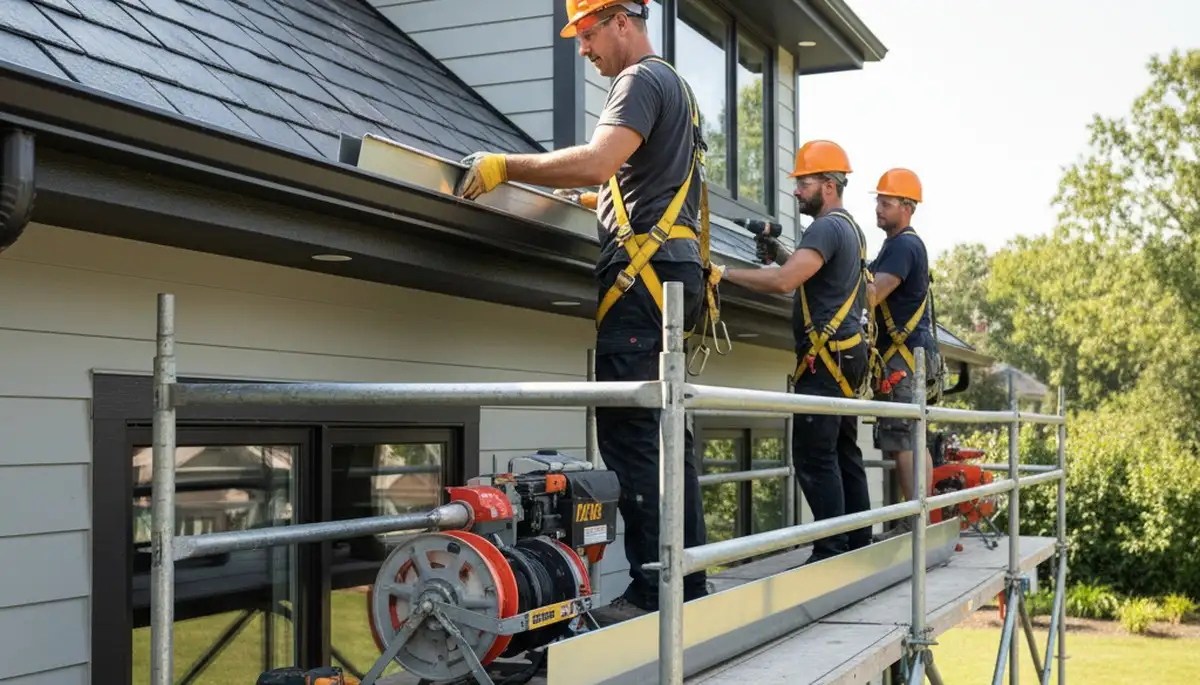 Seamless gutter installation in Medford, MA for home protection from leaks and overflow