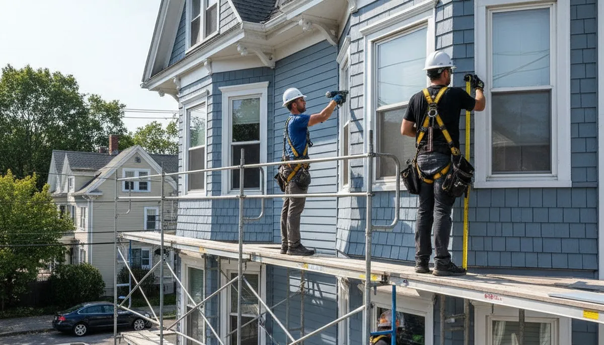 Vinyl siding installation for Medford, MA home exterior by a professional siding contractor