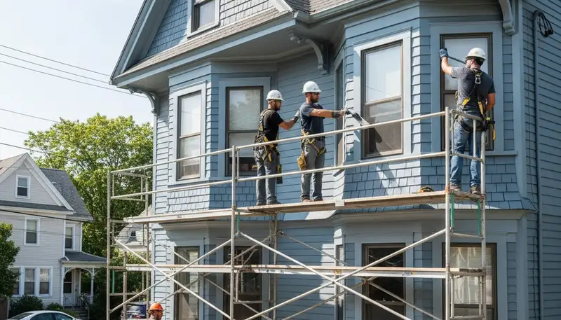 Vinyl siding installation for a Medford, MA home by a professional siding contractor