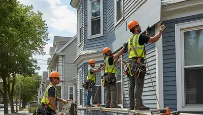 Vinyl siding installation in Medford, MA for a residential home exterior